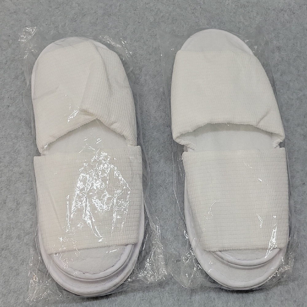 2 Pares White Slippers Sandals Reusable Spa Hotel